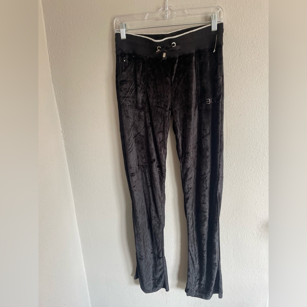 BCBGMaxAzria Black Velour Track Pants medium nwt